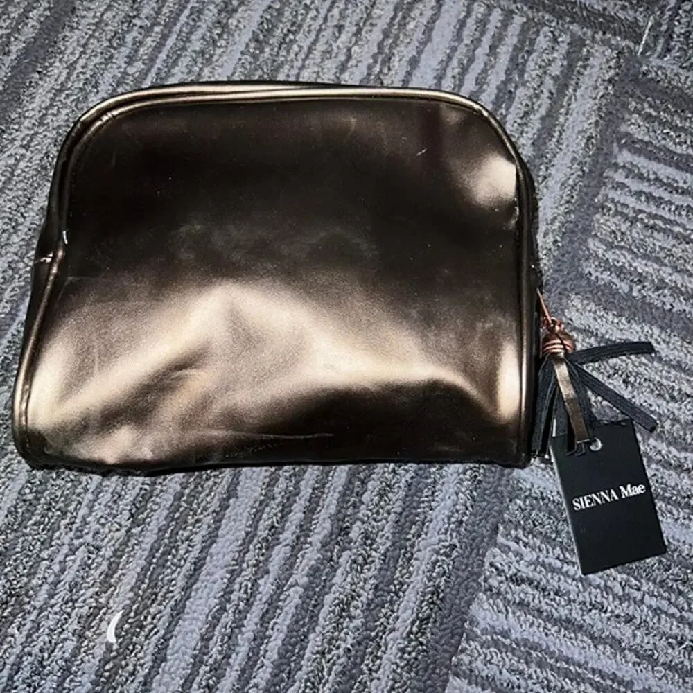 Sienna Mae Nora Bronze Metallic Tassel Cosmetic Makeup Bag Travel Pouch NWT